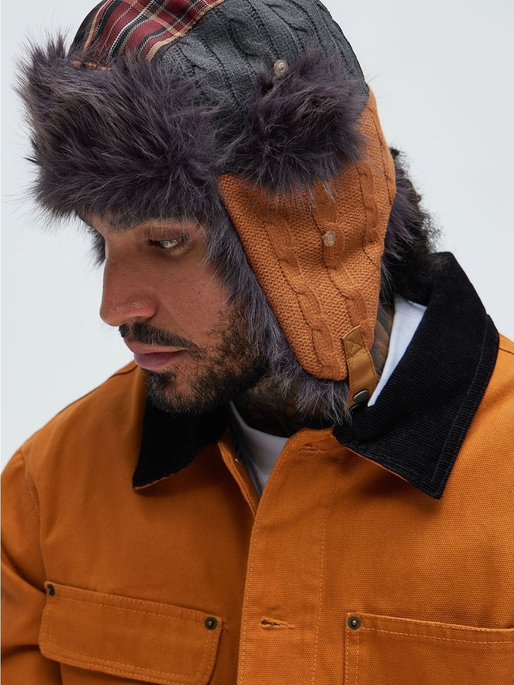 Men's Winter Trapper Jacket in Burnt Orange